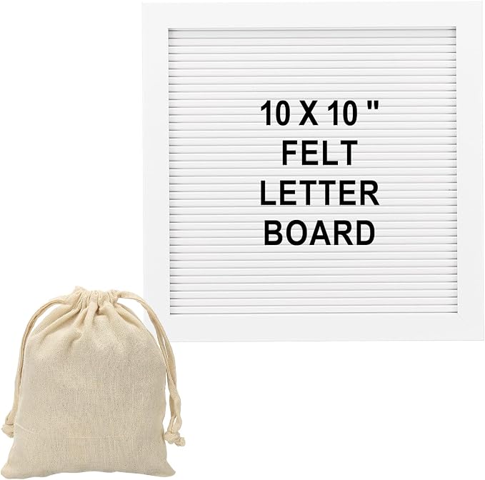 PATIKIL Felt Letter Board, 10x10Inches White Wooden Changeable Message Board by PATIKIL