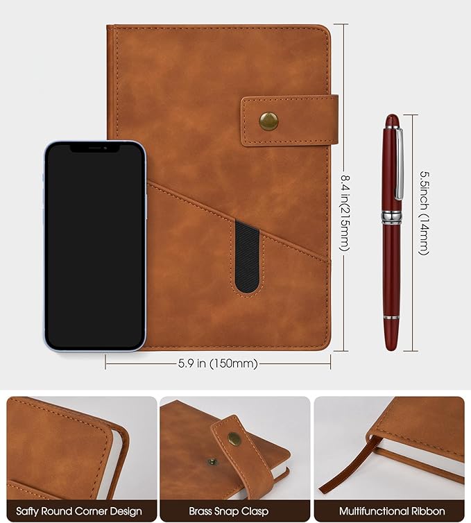 Brown A5 Lined Leather Journal Notebook - Image 2