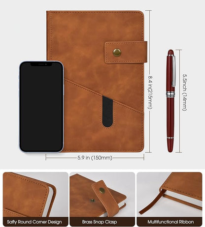 Brown A5 Lined Leather Journal Notebook - Image 2