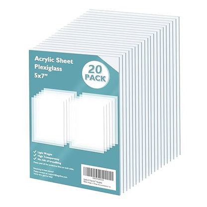 Egofine Plexiglass Sheets Acrylic Sheets 20 Pack of 5x7’’ 0.04 Thick Clear by Egofine