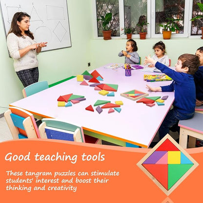 Meooeck 12 Pack Tangrams Wooden Puzzles Tangrams Classroom Set - Image 6