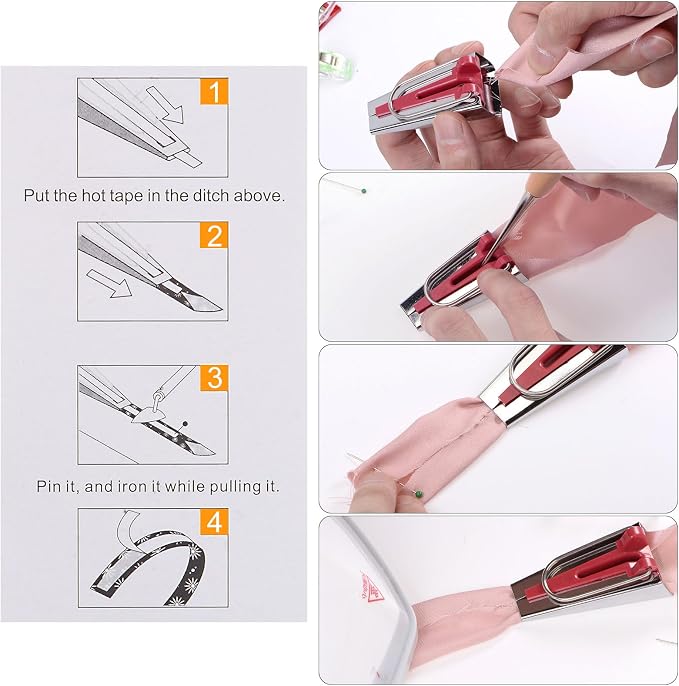 HARFINGTON Bias Tape Maker Kit 50mm Single and Double Fold Fabric Bias Binding - Image 6