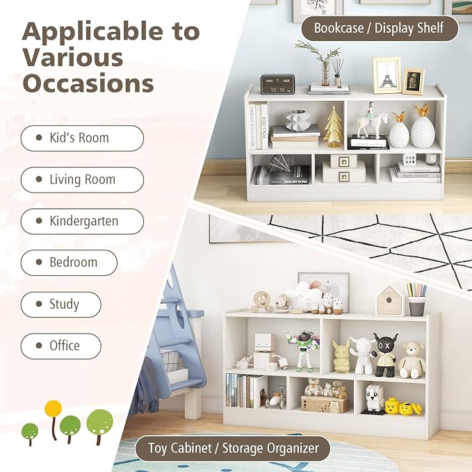 Toy Storage Organizer, 2-Tier Kids Bookshelf, 5 Cube Kids' Bookcases, Cabinets - Image 8