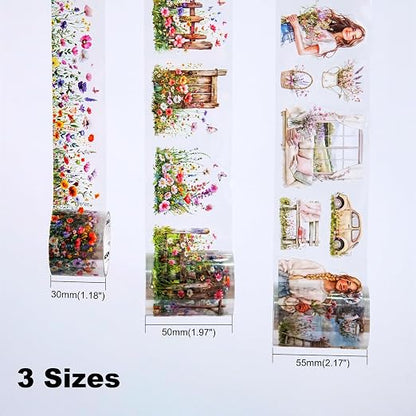 Spring Garden PET Tape Set, 3 Rolls Pre-Cut Wildflower Stickers - Image 4