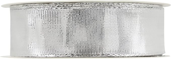 MEEDEE Silver Wired Woven Metallic Ribbon - Image 8
