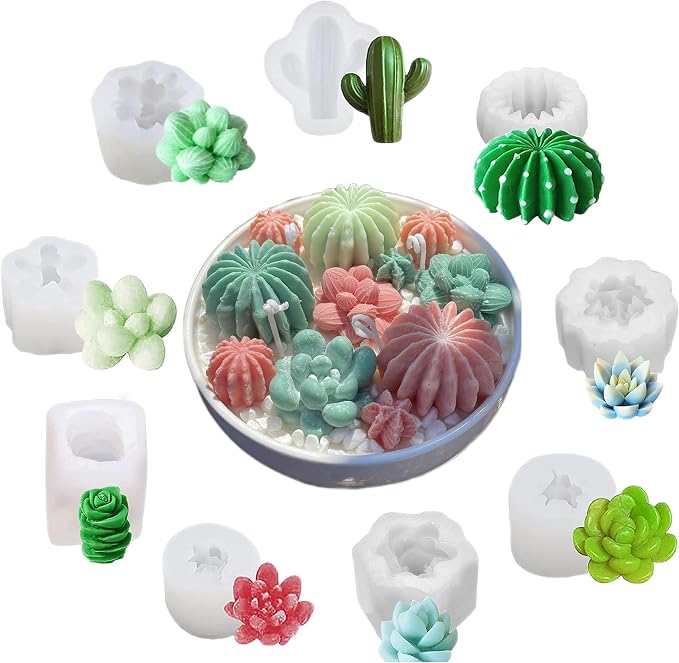 Navani 9 Pack Succulent Silicone Mold, Flower Resin Mold, Silicone Candle - Image 2