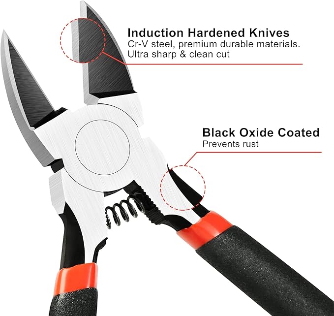 BOENFU 6 Inches Wire Cutters Heavy Duty Snips Flush Cut Side Cutters Pliers - Image 4