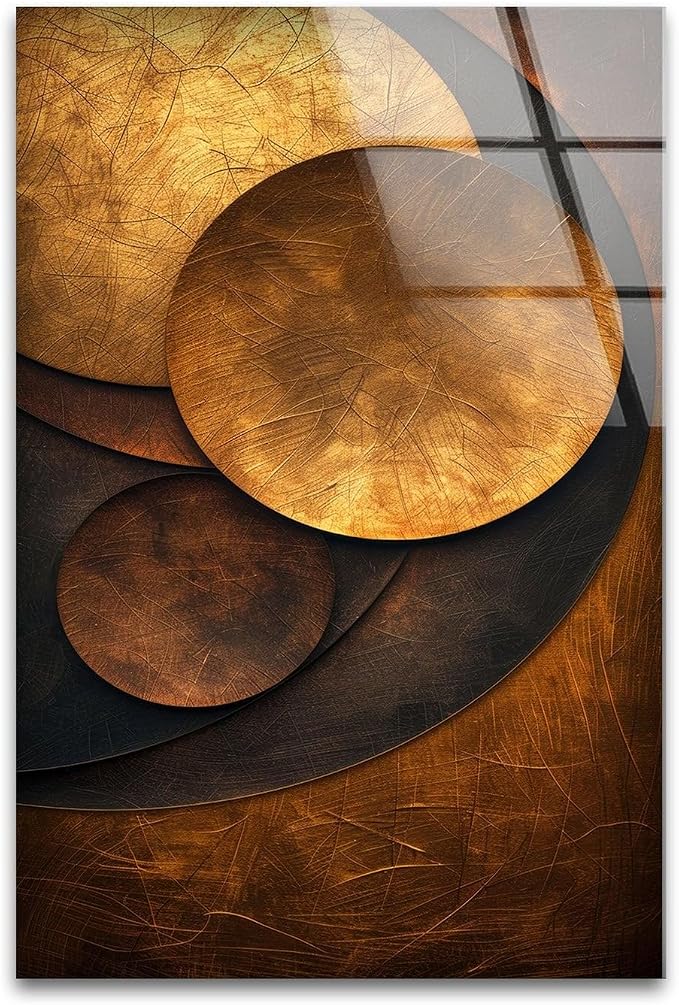 My Photostation.com 40WX60H'' Bronze Art Deco Geometric Motifs Glass Wall Art - Image 5