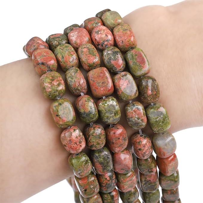 Natural Unakite Cuboid Stone Loose Semi Gemstone Beads - Image 4
