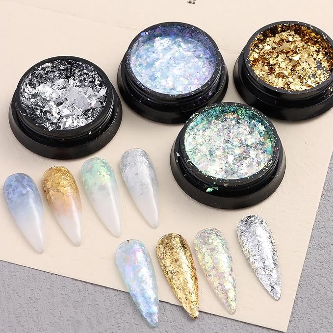 24 Jars Chrome Nail Powder Metallic Mirror Effect Pigment Iridescent Aurora - Image 7