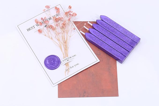Yoption 5 Pieces Purple Sealing Wax Sticks, Antique Totem Fire Manuscript Wax - Image 3