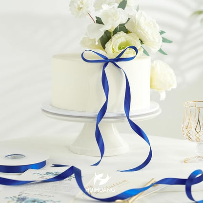 HUIHUANG Royal Blue Ribbon 1/2 inch X 50 Yards Continuous, Double-Faced Satin - Image 5
