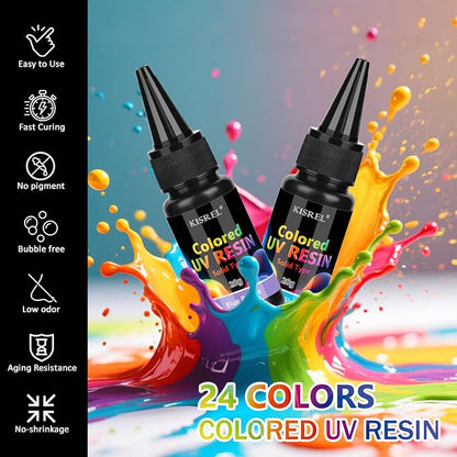 KISREL UV Resin, 24 Opaque Colored UV Resin Kit, Solid Colored UV Resins - Image 2