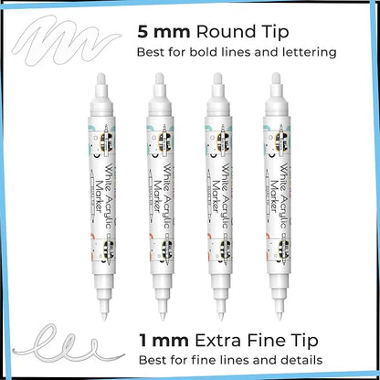 4 Dual Tip White Paint Pen - Image 2