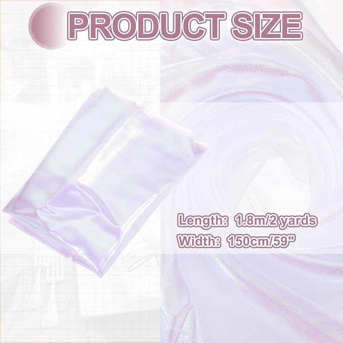 MECCANIXITY Iridescent Sheer Organza Fabric, 2 Yards x 59 Inches Solid Laser - Image 2