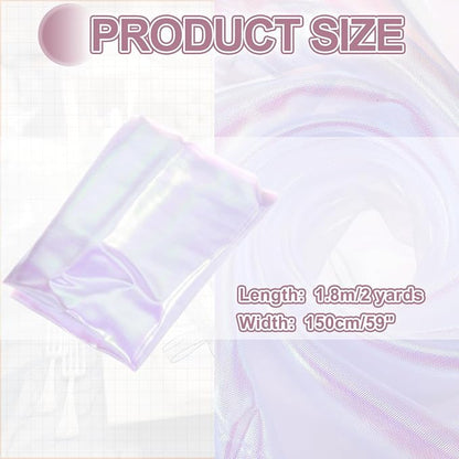 MECCANIXITY Iridescent Sheer Organza Fabric, 2 Yards x 59 Inches Solid Laser - Image 2