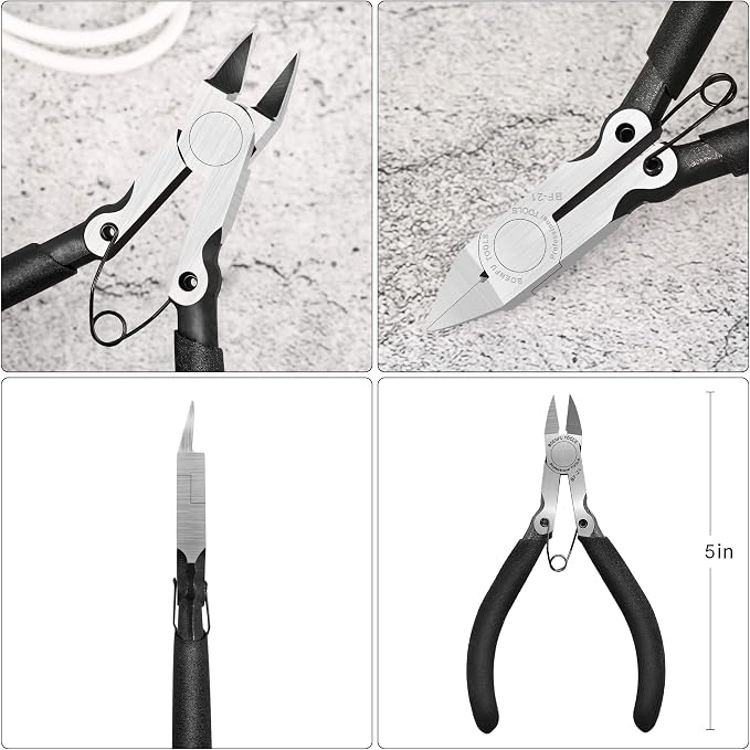 BOENFU 5 inch Precision Flush Cutters Multi-functional Wire Snips, Electronics - Image 2