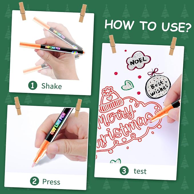FUMILE 8 Colors Double Line Outline Markers, Glitter Marker - Image 5
