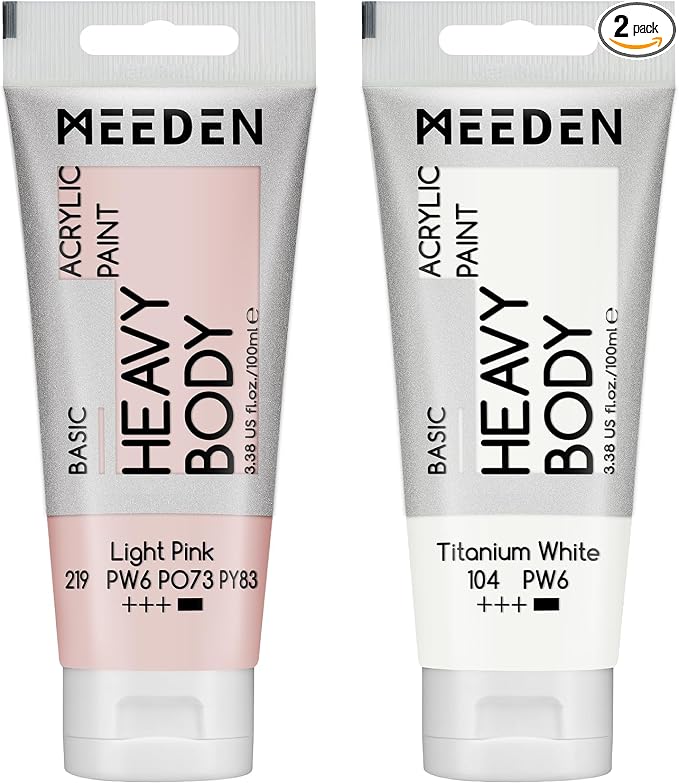 MEEDEN Acrylic Paint Light Pink: Bundled - 100ml/3.38oz x 2 Heavy Body Acrylic by MEEDEN