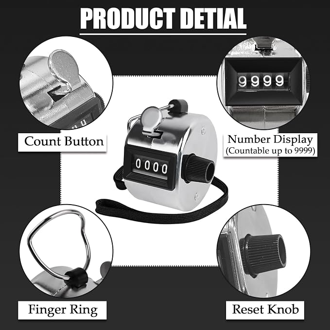 GDMINLO Metal Hand Tally Clicker Counter, 4-Digit Number Count Clicker - Image 6