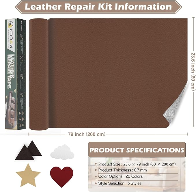 Leather Repair Tape, 23.6x79 inch Leather Patches - Image 4