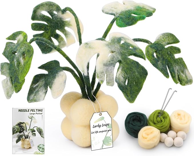OEHPICC Needle Felting Kit for Beginners, Monstera Potted Plant Felt Kit by OEHPICC