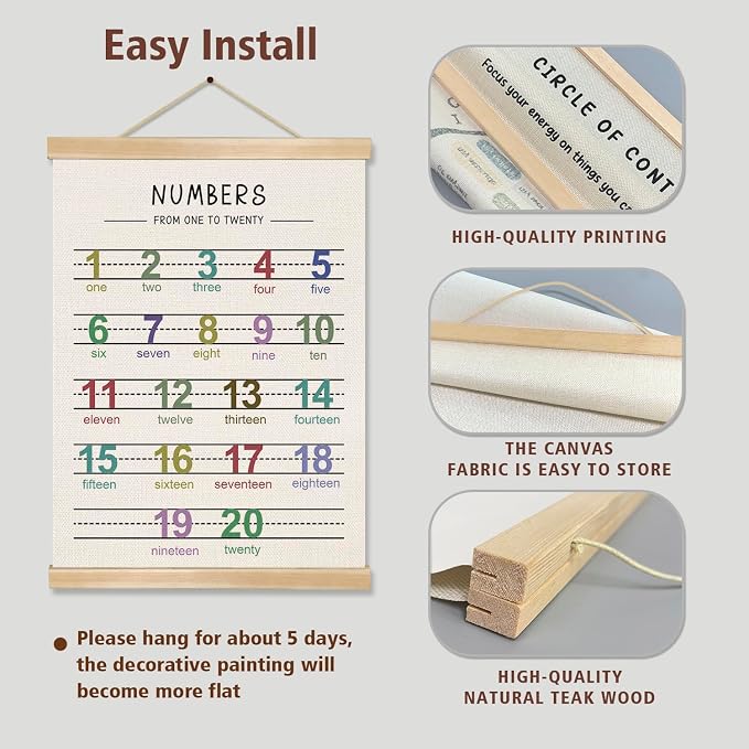 Alphabet and Numbers Wall Chart Set of 2, Kids Educational Posters, ABC and - Image 6