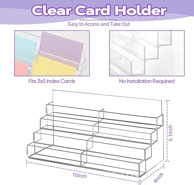 4 Tier Index Card Display Stand 3x5 Acrylic Card Holder - Image 2