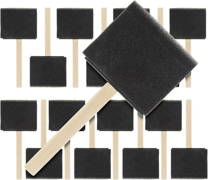 US Art Supply 3 inch Foam Sponge Wood Handle Paint Brush Set by USArtSupply