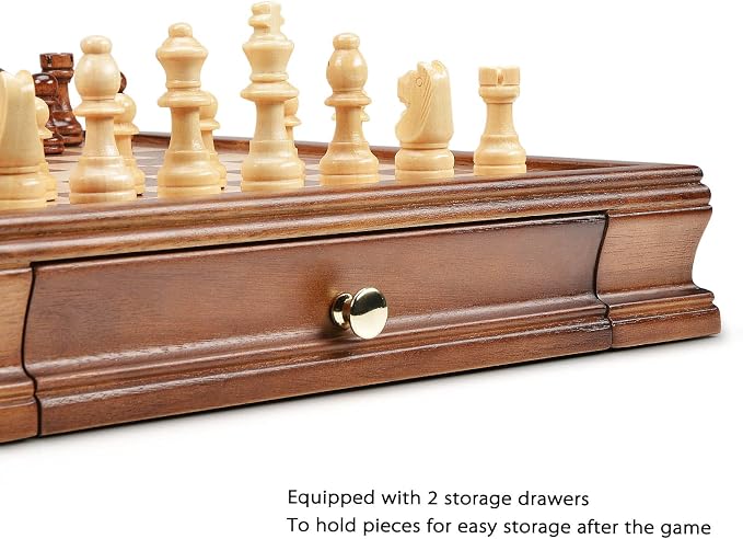 AMEROUS 12.8" x 12.8" Magnetic Wooden Chess Set - Image 5