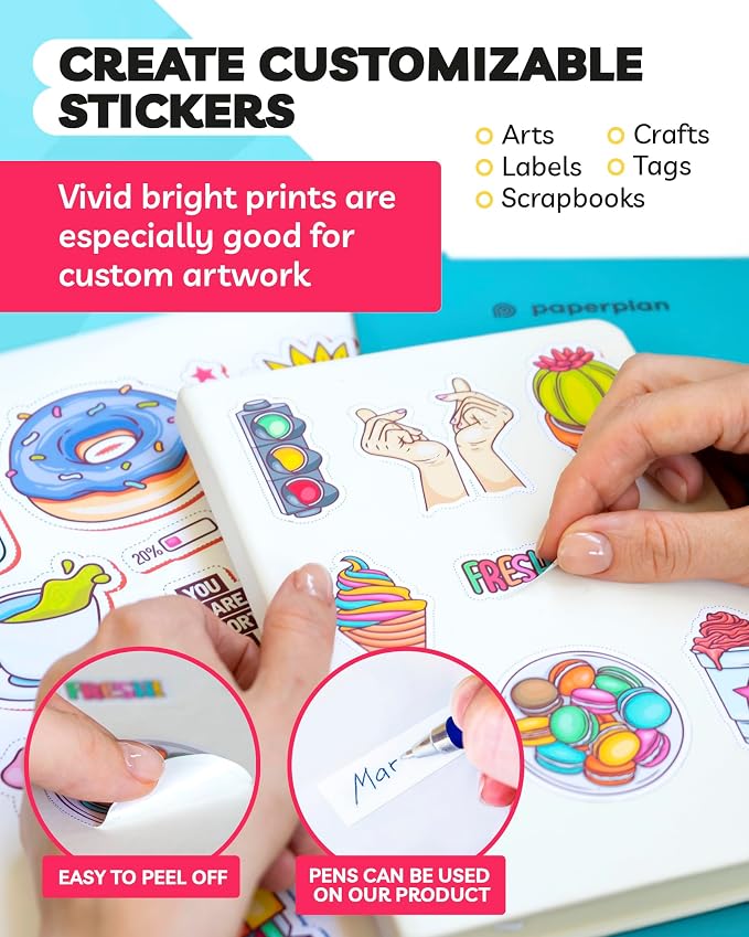 Sticker Paper for Inkjet Printer -, 8.5 x 11" Letter Size, Matte Sticker Paper - Image 5