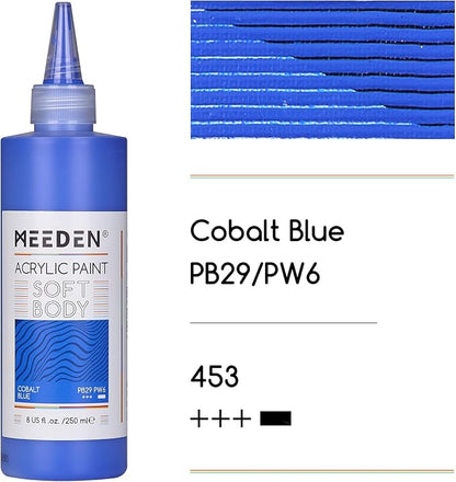 MEEDEN Cobalt Blue Acrylic Paint: Matte Finish 250ml/8.45oz Soft Body Bulk - Image 2