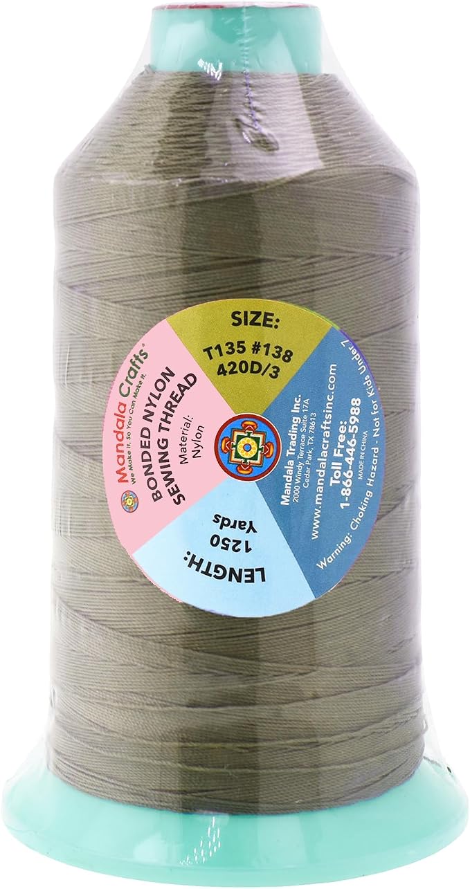 Mandala Crafts Bonded Nylon Thread Dark Beige Heavy Duty Sewing Threads - Image 3