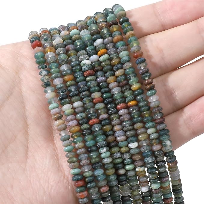Natural Indian Agate Disk Stone Beads 4x2mm 160pcs Rondelle Loose Semi Gemstone - Image 2