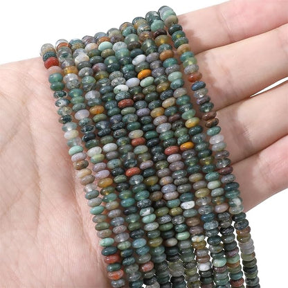 Natural Indian Agate Disk Stone Beads 4x2mm 160pcs Rondelle Loose Semi Gemstone - Image 2