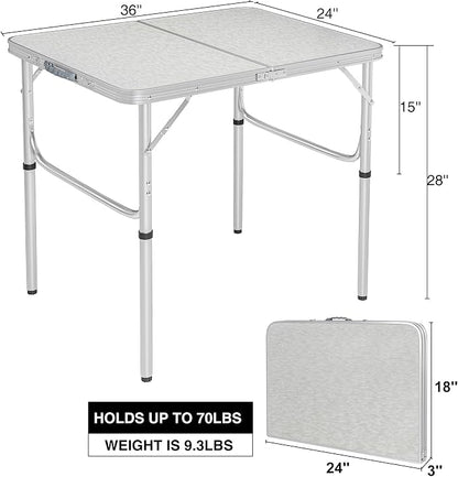 RedSwing Aluminum Folding Table 3 Feet Adjustable Height, Lightweight and - Image 3