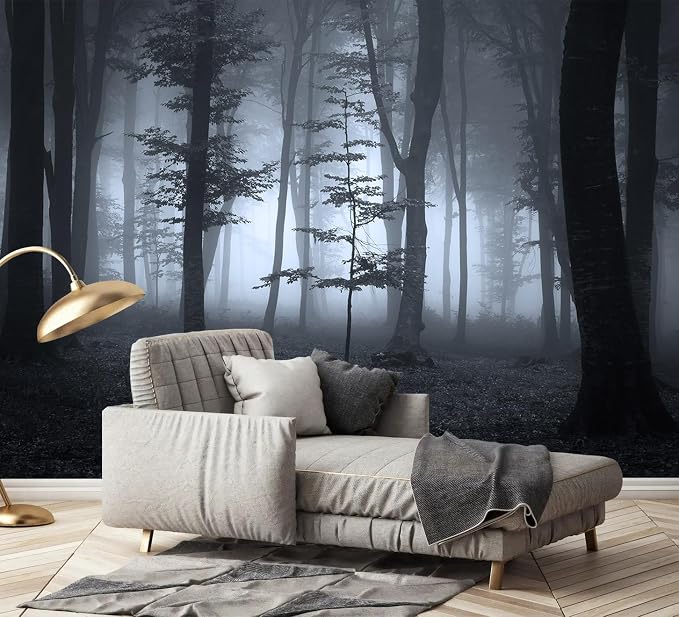 AFZEVEB-Foggy Dark Forest Wallpaper Landscape Tree Wall murals - Image 2