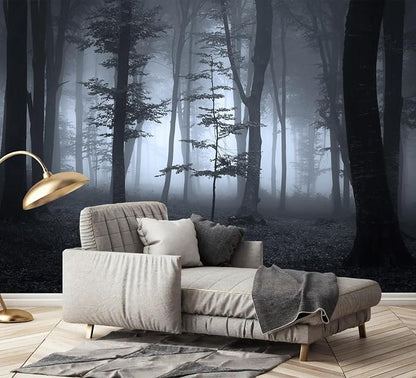 AFZEVEB-Foggy Dark Forest Wallpaper Landscape Tree Wall murals - Image 2