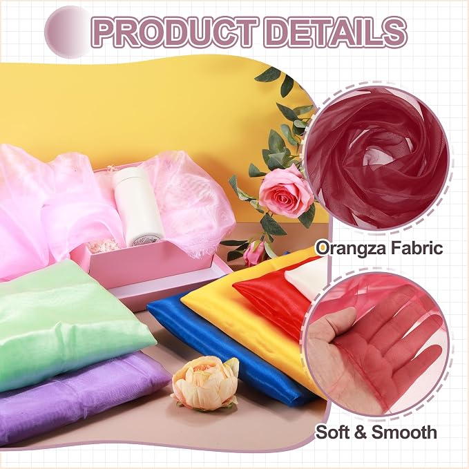 MECCANIXITY Iridescent Sheer Organza Fabric, 10 Yards x 59 Inches Solid - Image 3