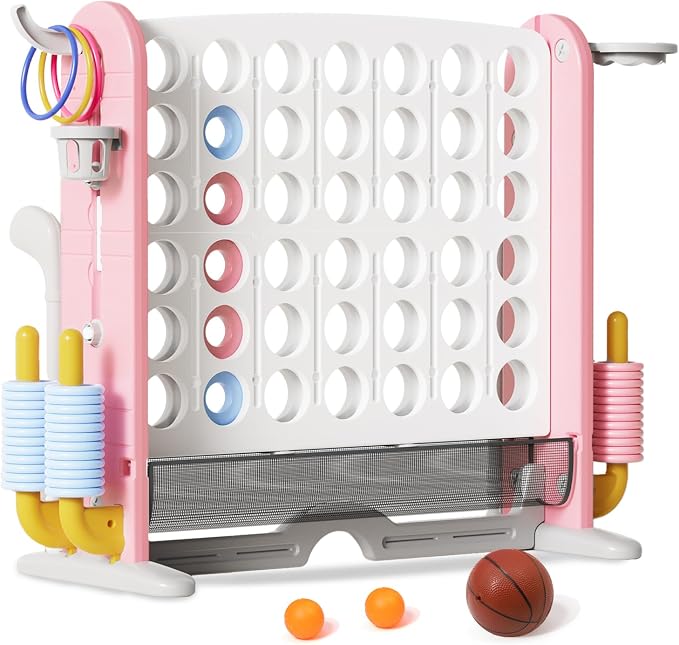 Giant 4 in-A-Row Connect Game Set, Adjustable Height Jumbo Yard Game by Ancaixin