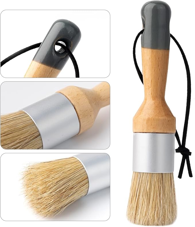Chalk Paint Brushes Set of 4, Wax Brushes, Flat Pointed and Round Brush - Image 8