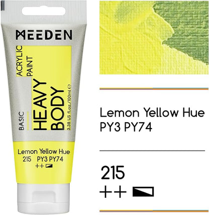 MEEDEN Acrylic Paint Lemon Yellow Hue: 100ml/3.38oz Heavy Body Acrylic Paint - Image 2
