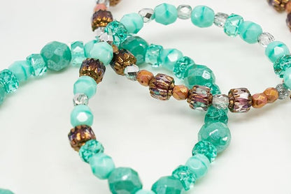 0.9 oz Gentle Mix of Faceted Fire Polished Czech Glass Beads 4-9mm, Teal - Image 3