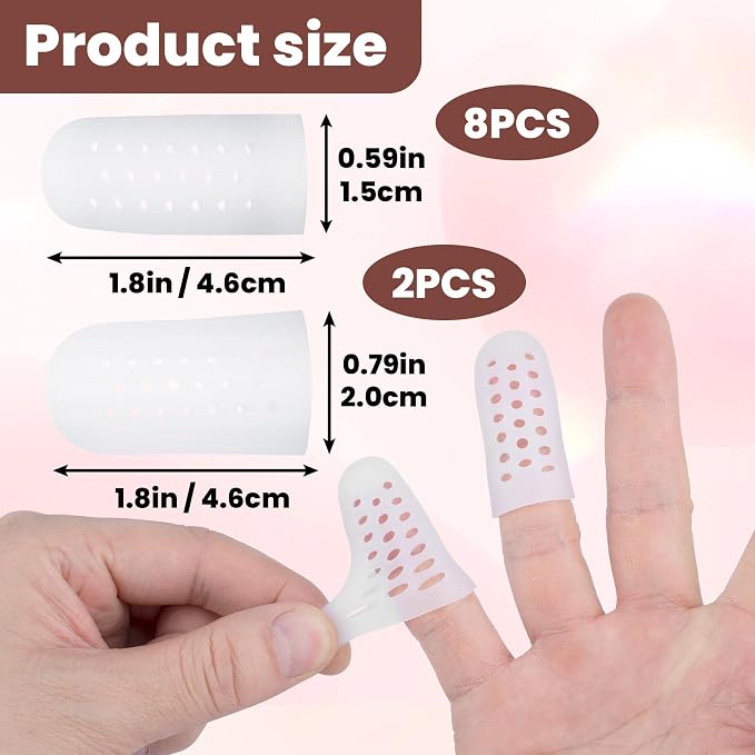 PAGOW 10pcs Gel Finger Cots/Covers, Silicone Finger Protector Support, Finger - Image 2