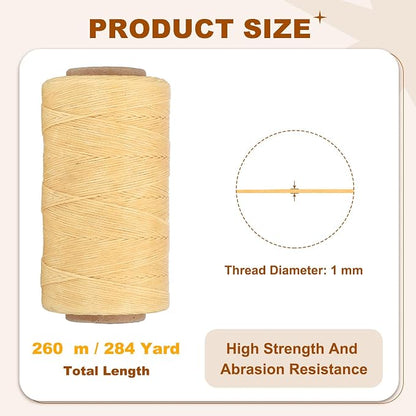 PATIKIL 284 Yard Flat Waxed Thread 150D 1mm Leather Sewing Cord - Image 2