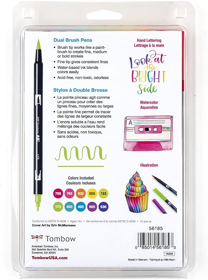 Tombow 56185 Dual Brush Pen Art Markers, Brush and Fine Tip Markers - Image 2