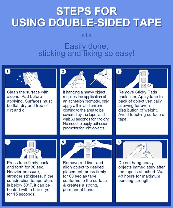 Double Sided Sticky Pads, Made of 3M VHB, Strong Adhesive Tape Squares Heavy - Image 8