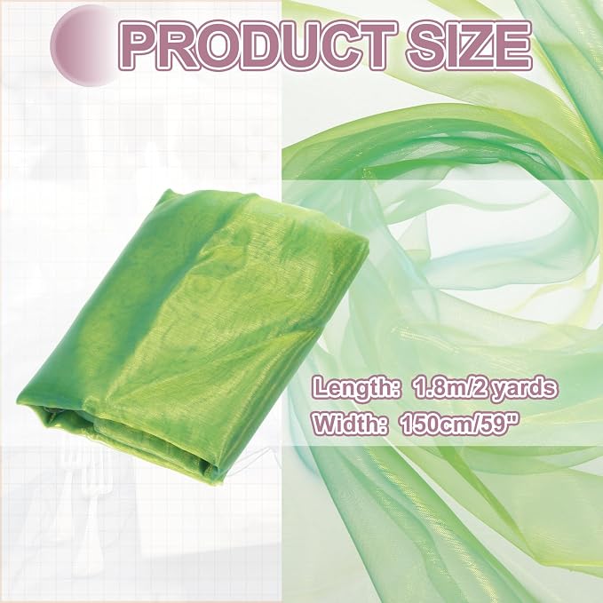 MECCANIXITY Iridescent Sheer Organza Fabric, 2 Yards x 59 Inches Solid - Image 2
