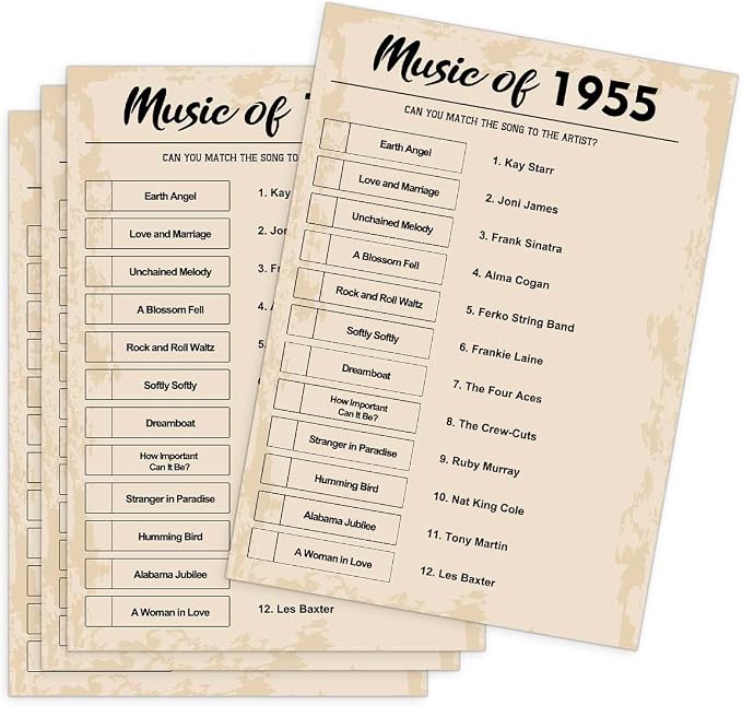 QUPT 70th Birthday Party Games, Music of 1955 Games, Birthday Party Supplies by QUPT