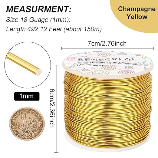 BENECREAT 9 10 12 15 17 18 20 Gauge Gold Aluminum Wire Anodized Jewelry Craft - Image 2